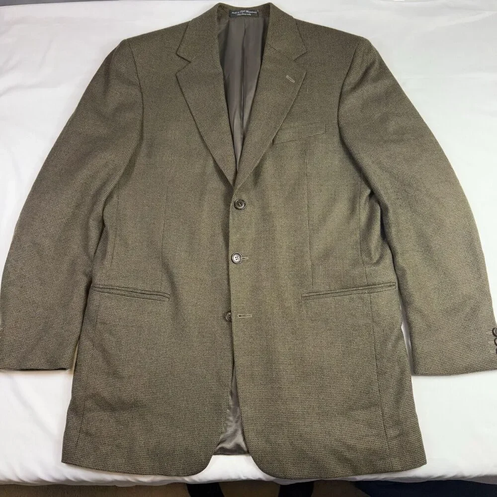 Gian Franco Ruffini Tweed Lambswool Mens 46R Jacket Herringbone Plaid Sportcoat